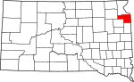 Map of South Dakota highlighting Grant County